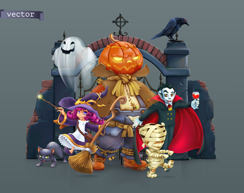 HD Halloween cartoon character pattern illustration vector