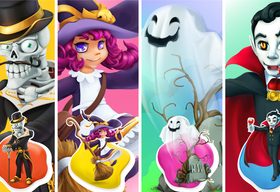 Halloween cartoon character pattern illustration vector