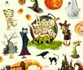 Halloween cartoon pattern illustration vector