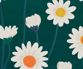 Hand drawn daisy patterned background vector