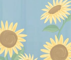 Hand drawn sunflower mockup vector