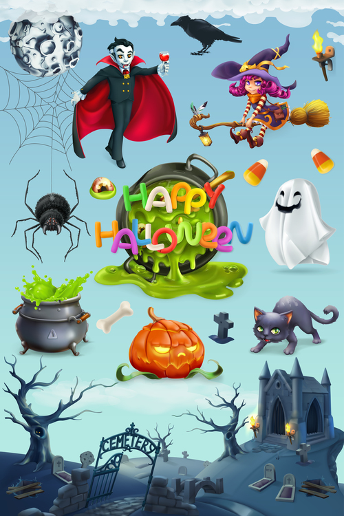 Happy halloween element illustrations vector