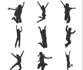 Happy jumping children silhouette vector