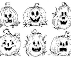 Happy pumpkin hand-painted emoji vector