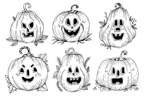 Happy pumpkin hand-painted emoji vector