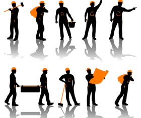 Hard worker silhouette vector