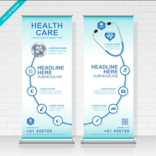 Health care roll up design vector