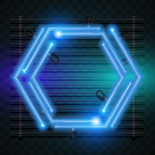 Hexagon neon backgrounds vector