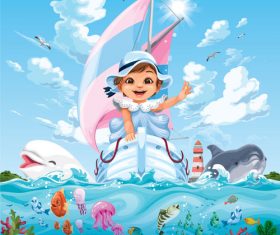 Human and nature fusion together vector