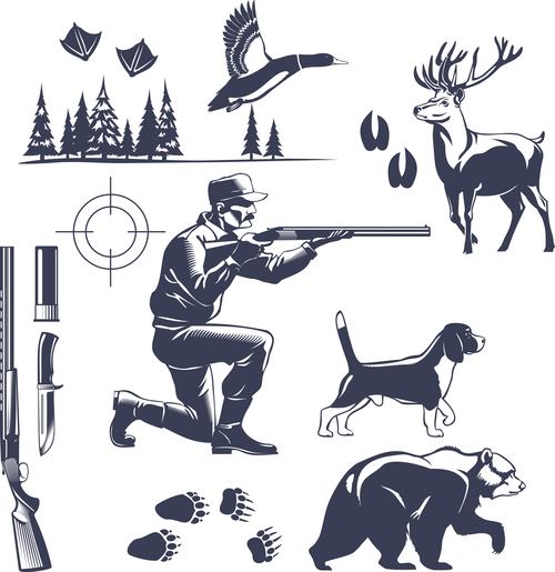Hunting illustrations vector