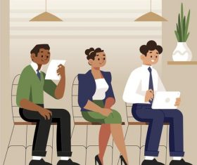 Illustration cartoon job interview vector