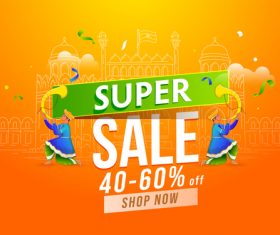 Indian festival super big sale card vector