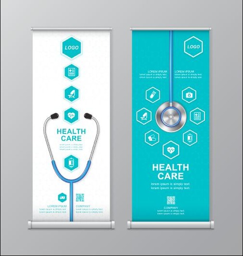 Information Health care roll up design vector
