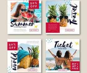Instagram post travel sales template vector
