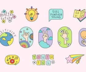 International Youth Day badges vector