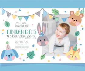 Invitation card children birthday party vector