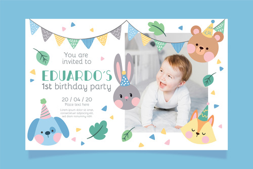 Invitation card children birthday party vector
