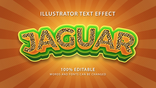 Jaguar editable font effect text vector