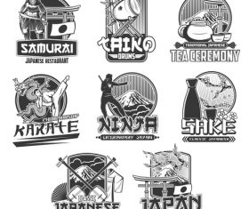 Japanese element emblems logos vector