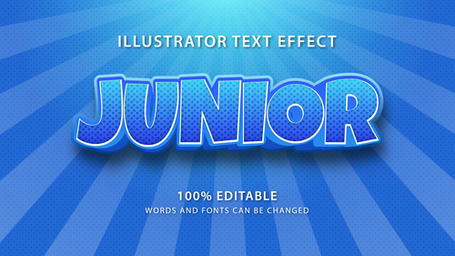 Junior editable font effect text vector