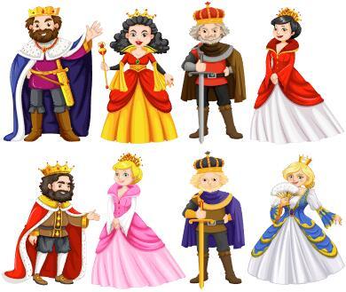 King and queen cartoon characters vector free download
