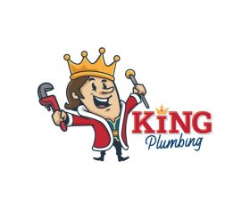 King plumbing mascot and logo design vector