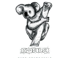 Koala hand drawing illustration black and white vector