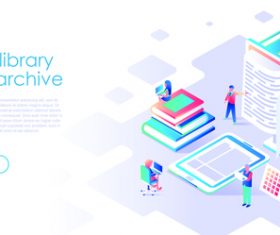 Library flat design isometric concept vector