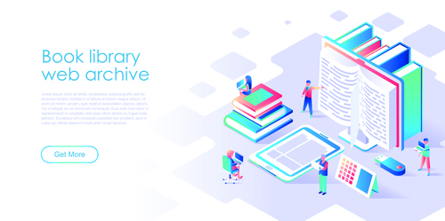 Library flat design isometric concept vector