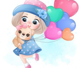 Little girl running with a pet vector