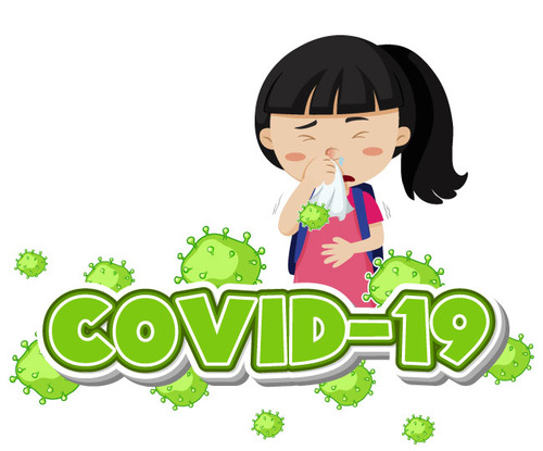 Little girl suffering from Covid-19 vector