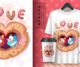Love nest merchandising mockup print t-shirt vector