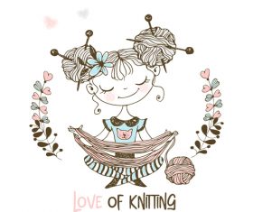 Love of kniting girl vector