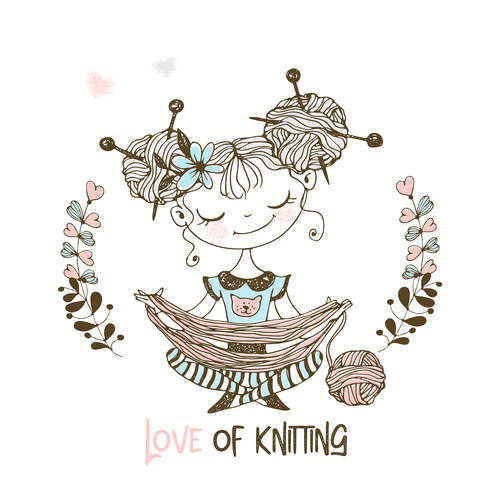 Love of kniting girl vector