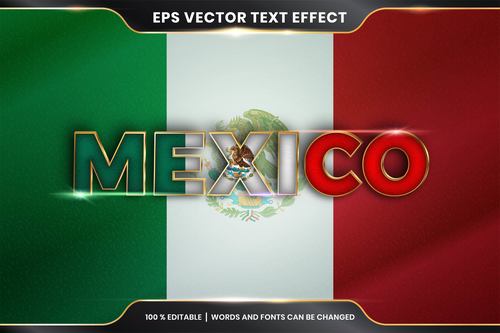 MEXICO country name editable font effect text vector