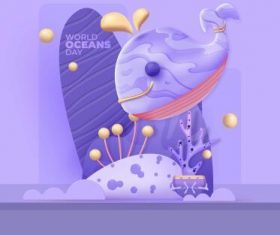 Marine theme cartoon illustrations vector