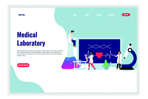 Medical laboratory banners with isometric vector illustration
