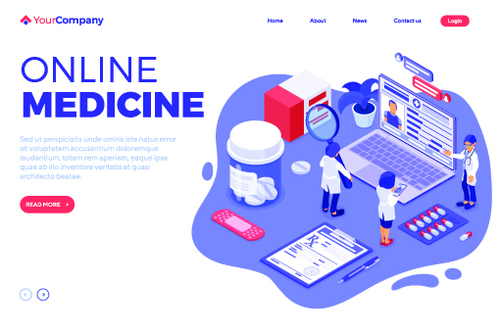 Medicine online banners vector illustration