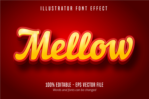 Mellow text 3D editable font vector