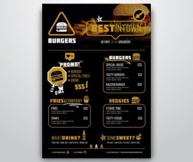 Menu burger shop vector
