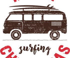 Merry surf christmas logo vector