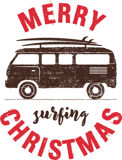 Merry surf christmas logo vector