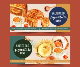 Moon cake watercolor vector illustration poster