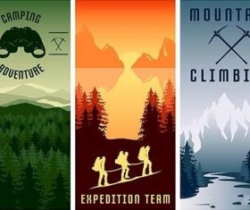 Mountain expeditions vertical banners vector