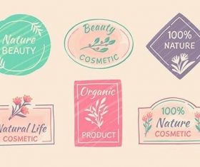 Nature cosmetics badge collection vector