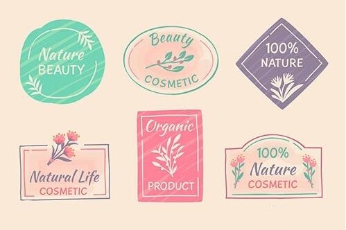 Nature cosmetics badge collection vector