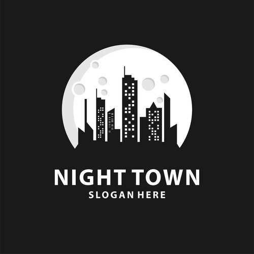 Night town logos vector