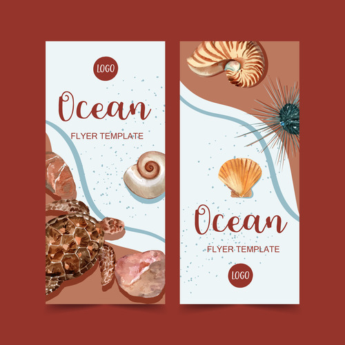 Ocean flyer template vector