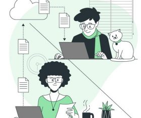 Online office flat design vector