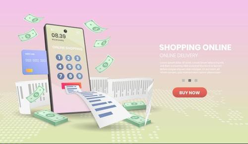 Online payment template landing page vector